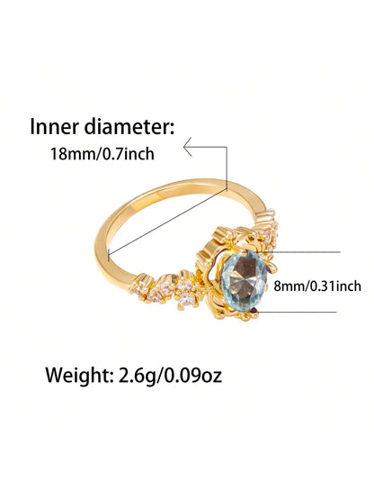 Elegant Purple Zirconia Egg-Shaped Promise Ring for Women