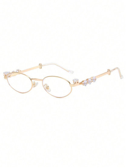 Oval Rhinestone Anti-Blue Light Reading Glasses