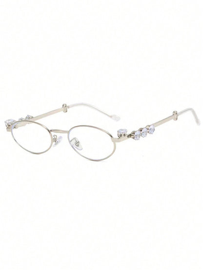 Oval Rhinestone Anti-Blue Light Reading Glasses
