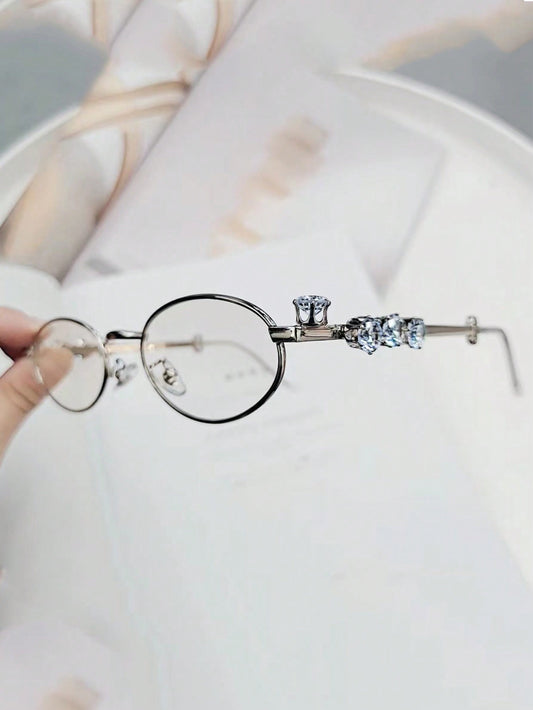 Oval Rhinestone Anti-Blue Light Reading Glasses