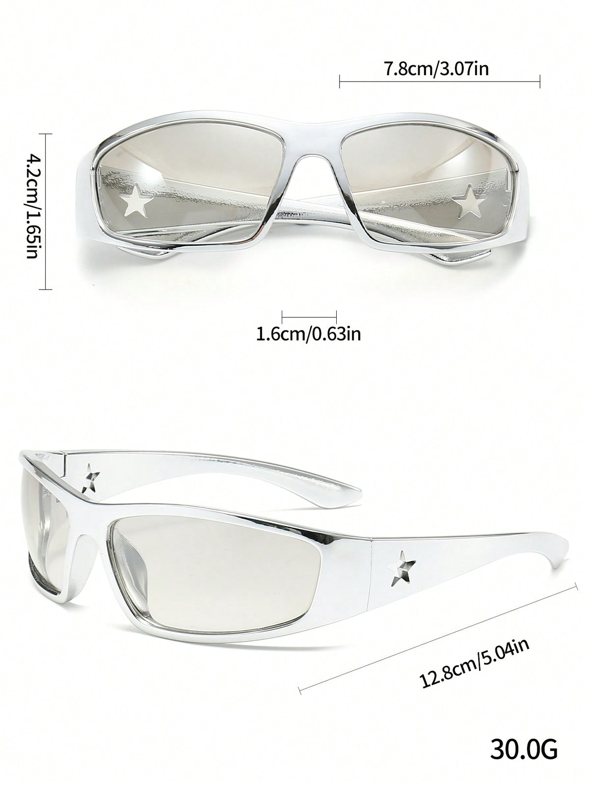 Y2K Unisex Futuristic Pentagram Star Fashion Glasses