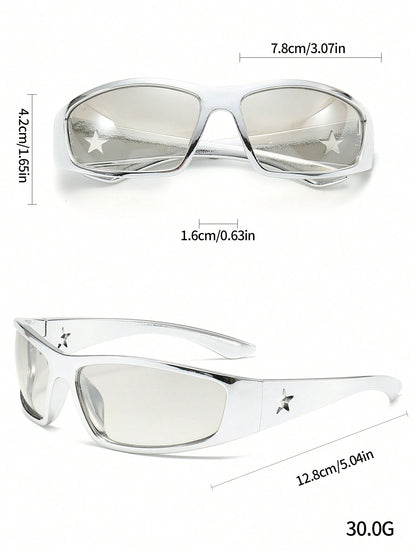Y2K Unisex Futuristic Pentagram Star Fashion Glasses