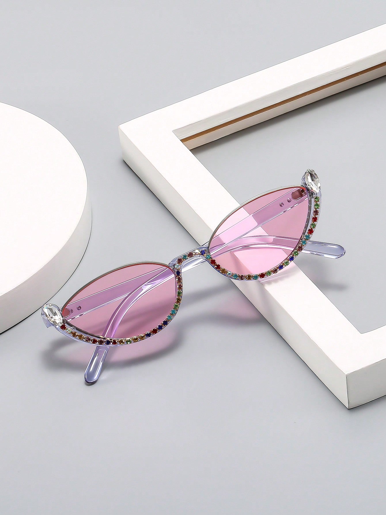 Women's Rhinestone Cat Eye Korean Style Glasses