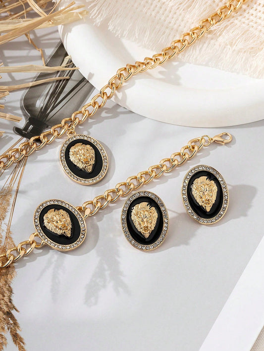 3pcs Lion Head Jewelry Set for Women