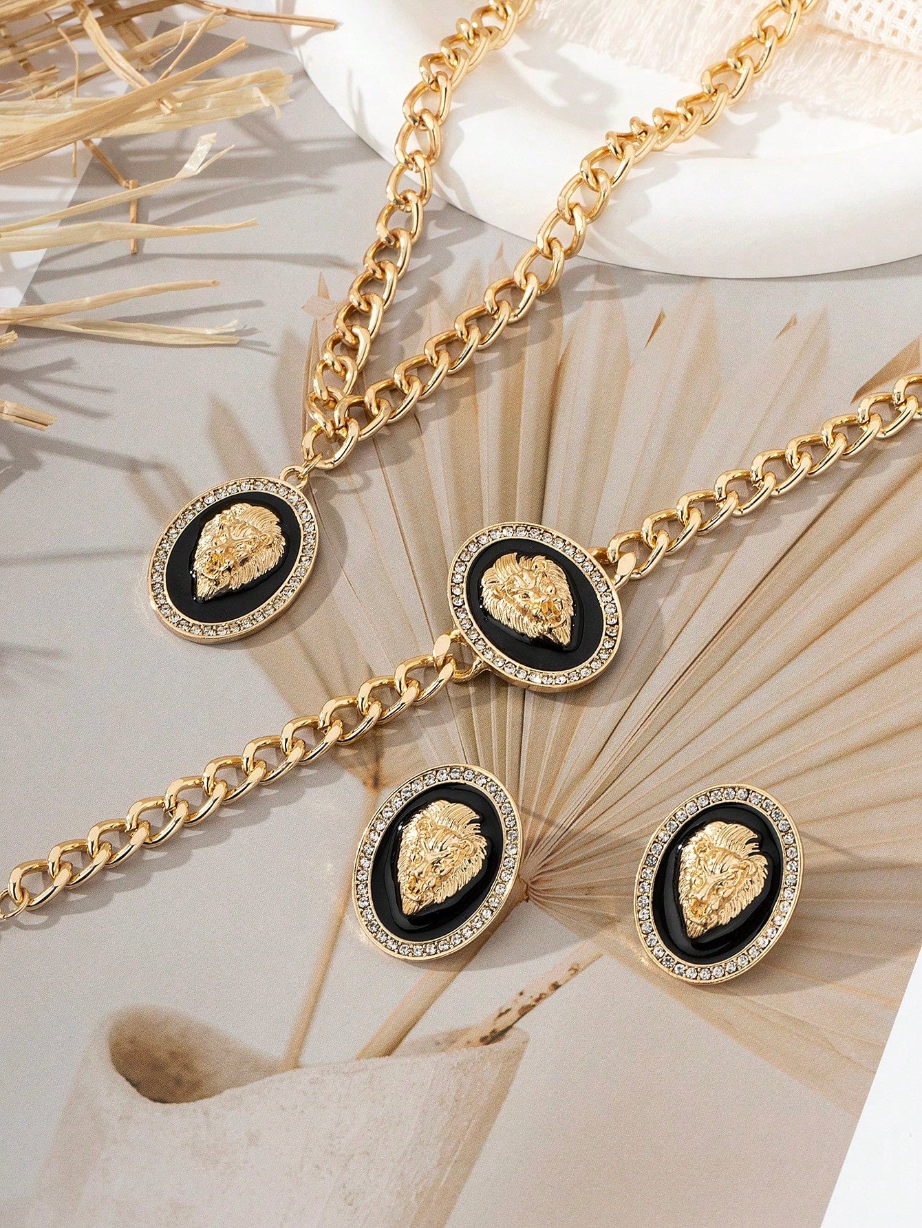 3pcs Lion Head Jewelry Set for Women