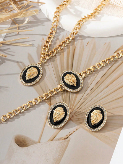 3pcs Lion Head Jewelry Set for Women