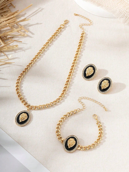 3pcs Lion Head Jewelry Set for Women