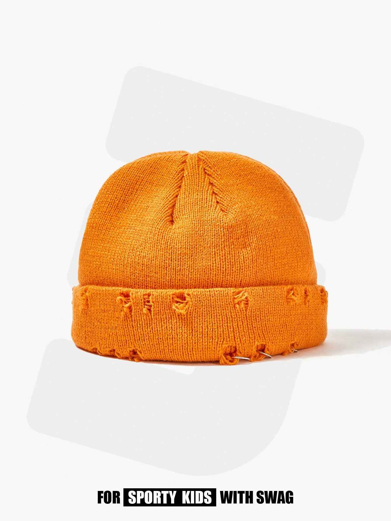 Ripped Style Solid Color Knitted Beanie Hat