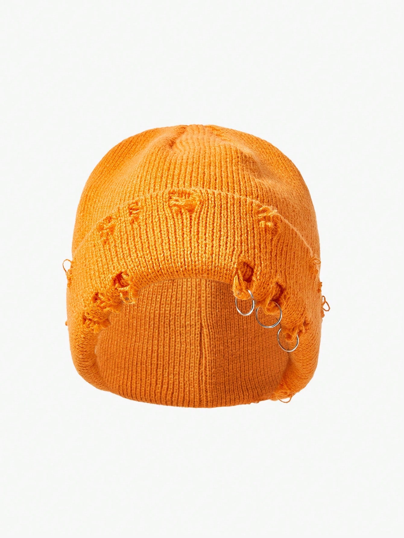 Ripped Style Solid Color Knitted Beanie Hat