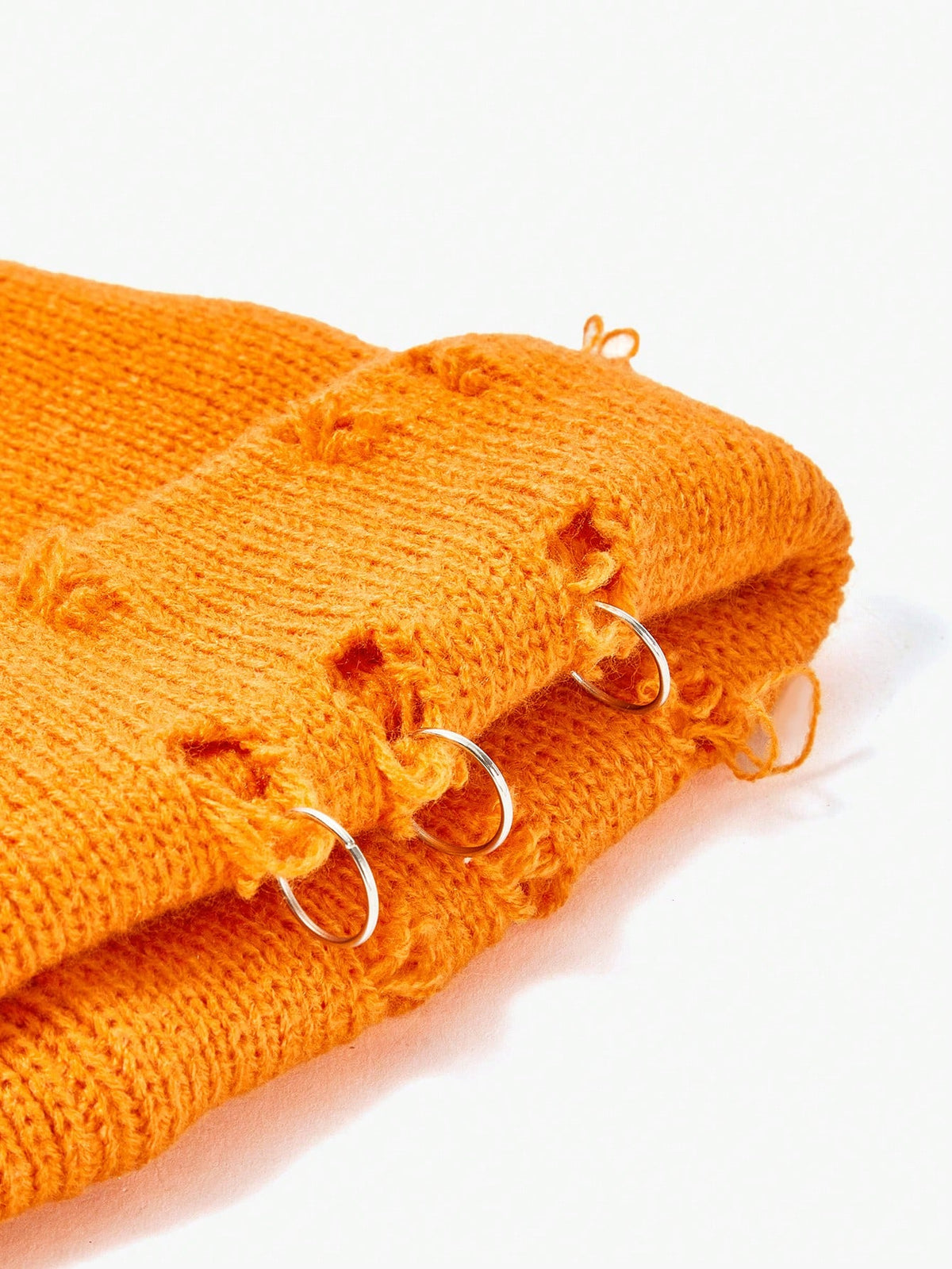 Ripped Style Solid Color Knitted Beanie Hat