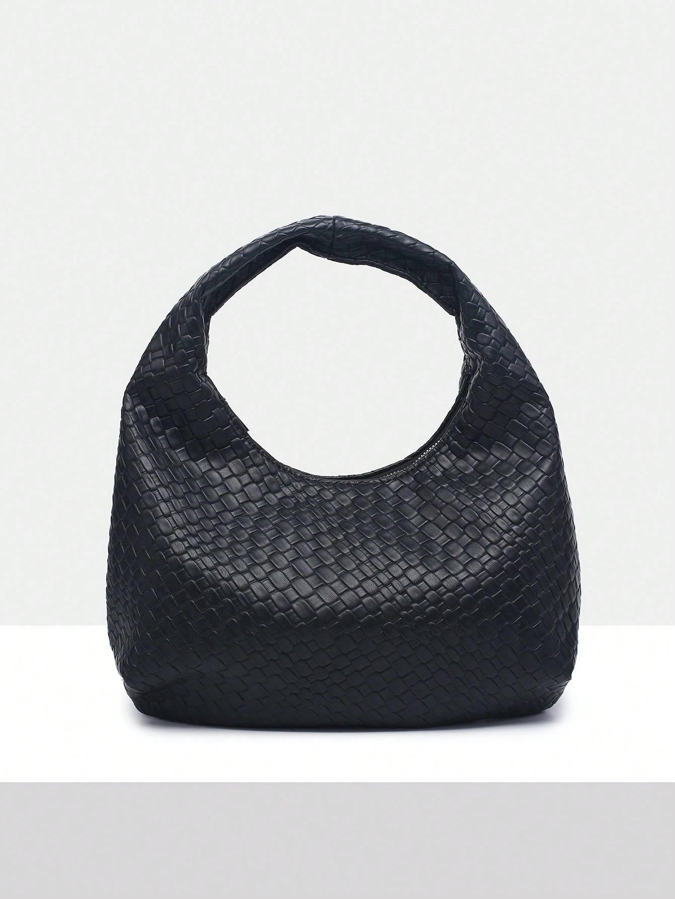 Vintage Crochet Knit Faux Leather Shell Underarm Bag