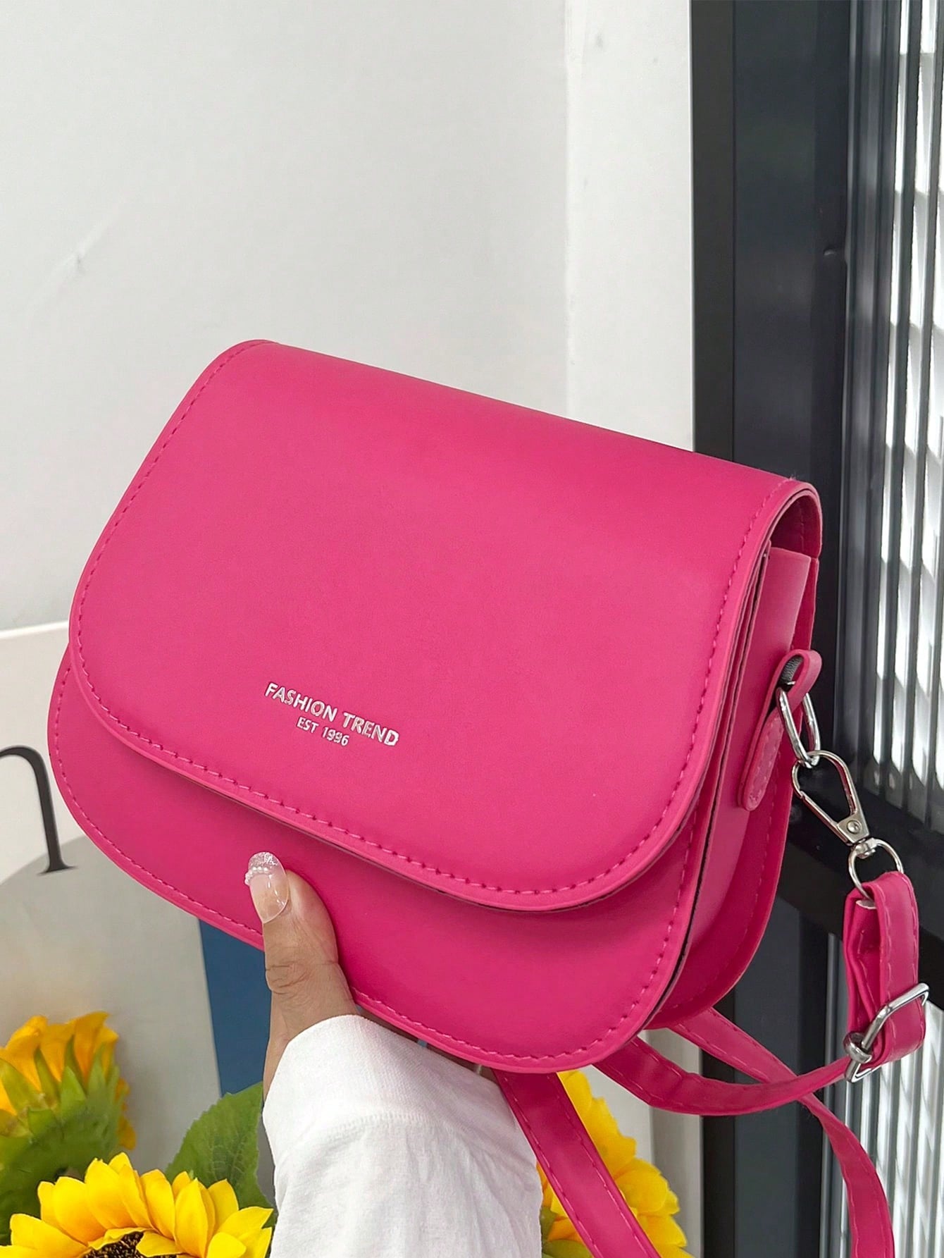 Mini Letter Graphic Flap Saddle Shoulder Bag