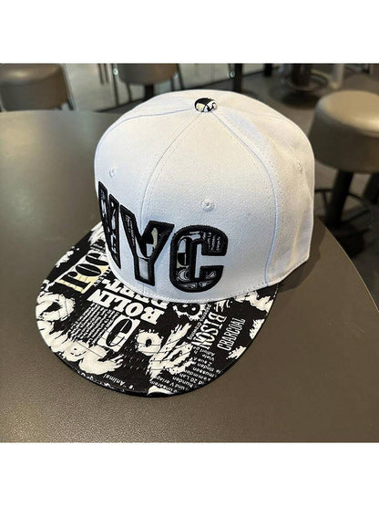 Men's Street Hip Hop Black & White Baseball Cap