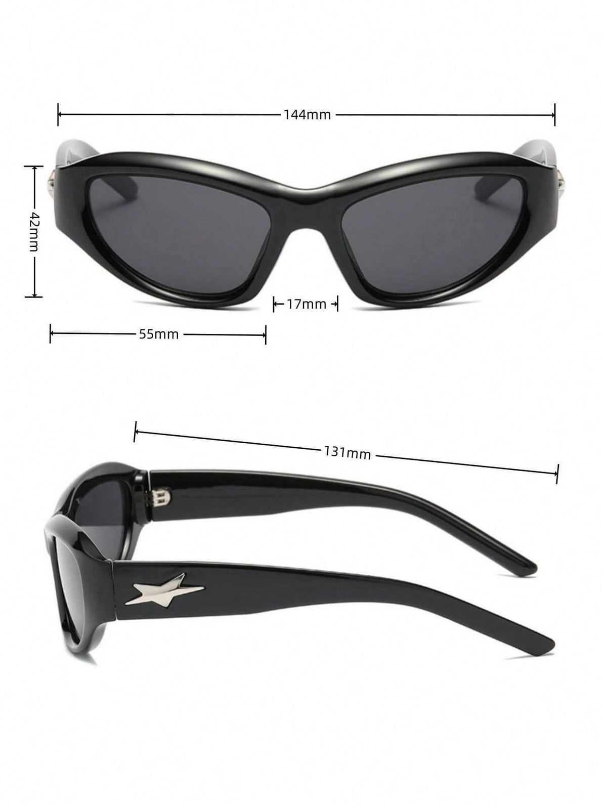 Y2K Star Design Metal Hinge Cycling Fashion Glasses