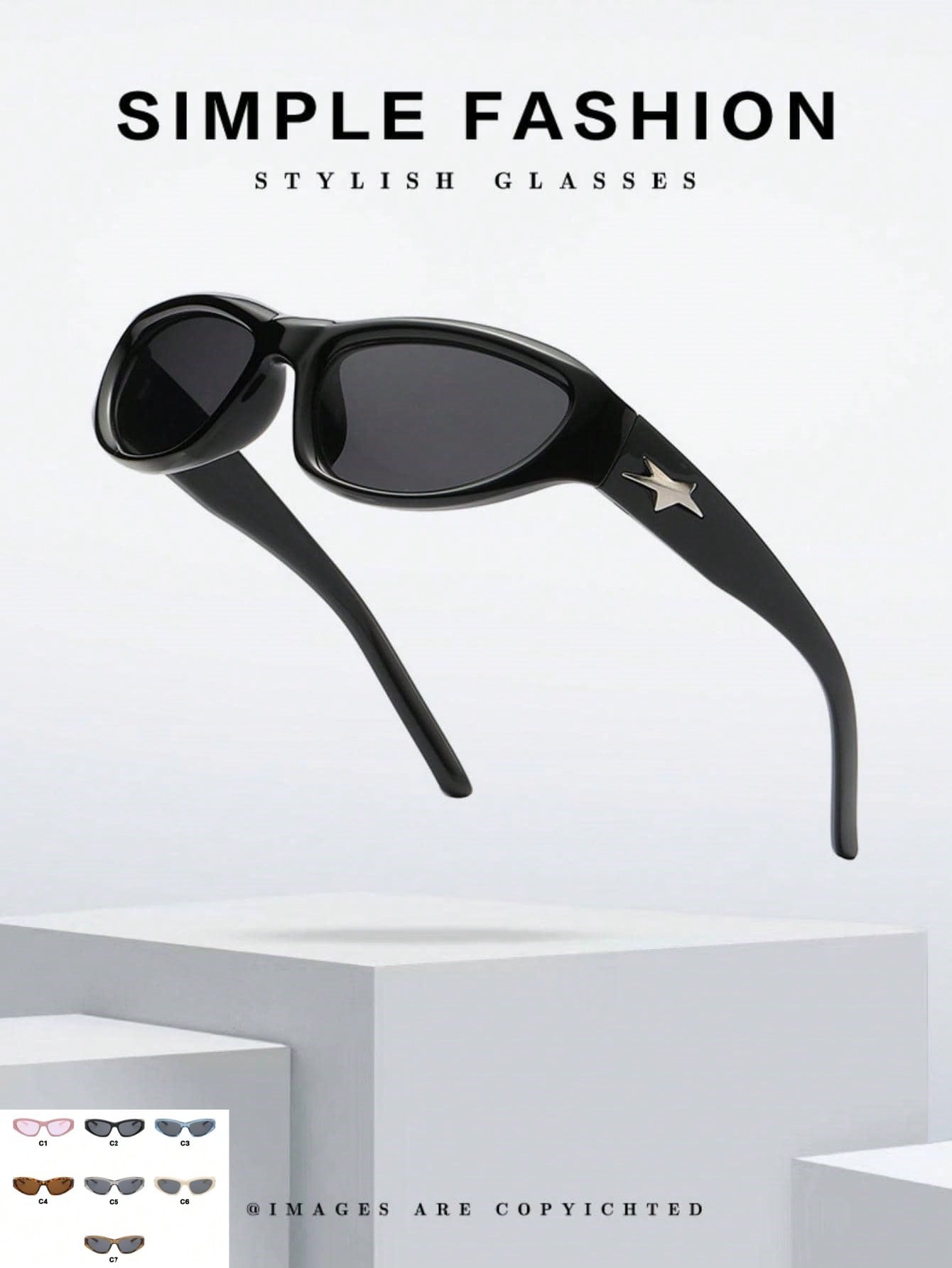 Y2K Star Design Metal Hinge Cycling Fashion Glasses