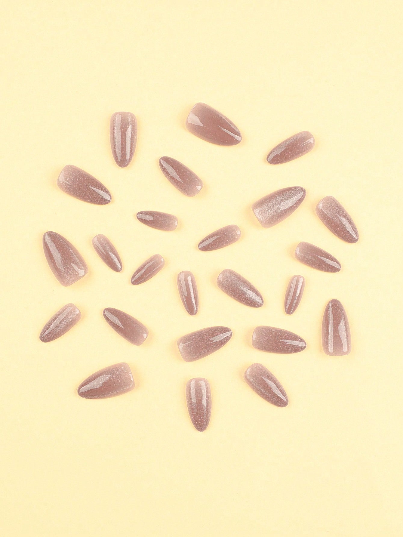 24pcs Medium Nude Cat Eye Shimmer Press-On Nails