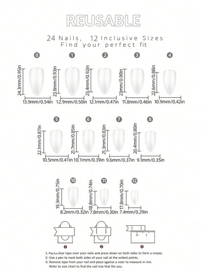 24pcs Medium Nude Cat Eye Shimmer Press-On Nails