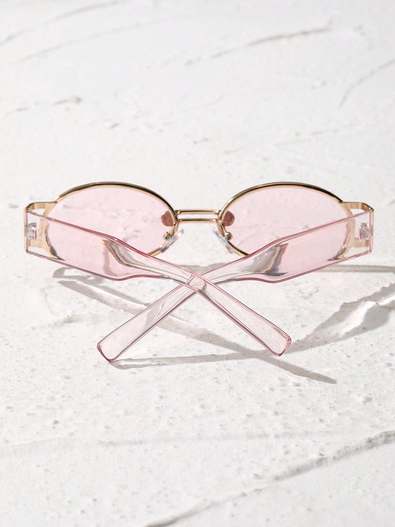 Cute Oval Pink Tinted Lens Y2K Fashion Glasses