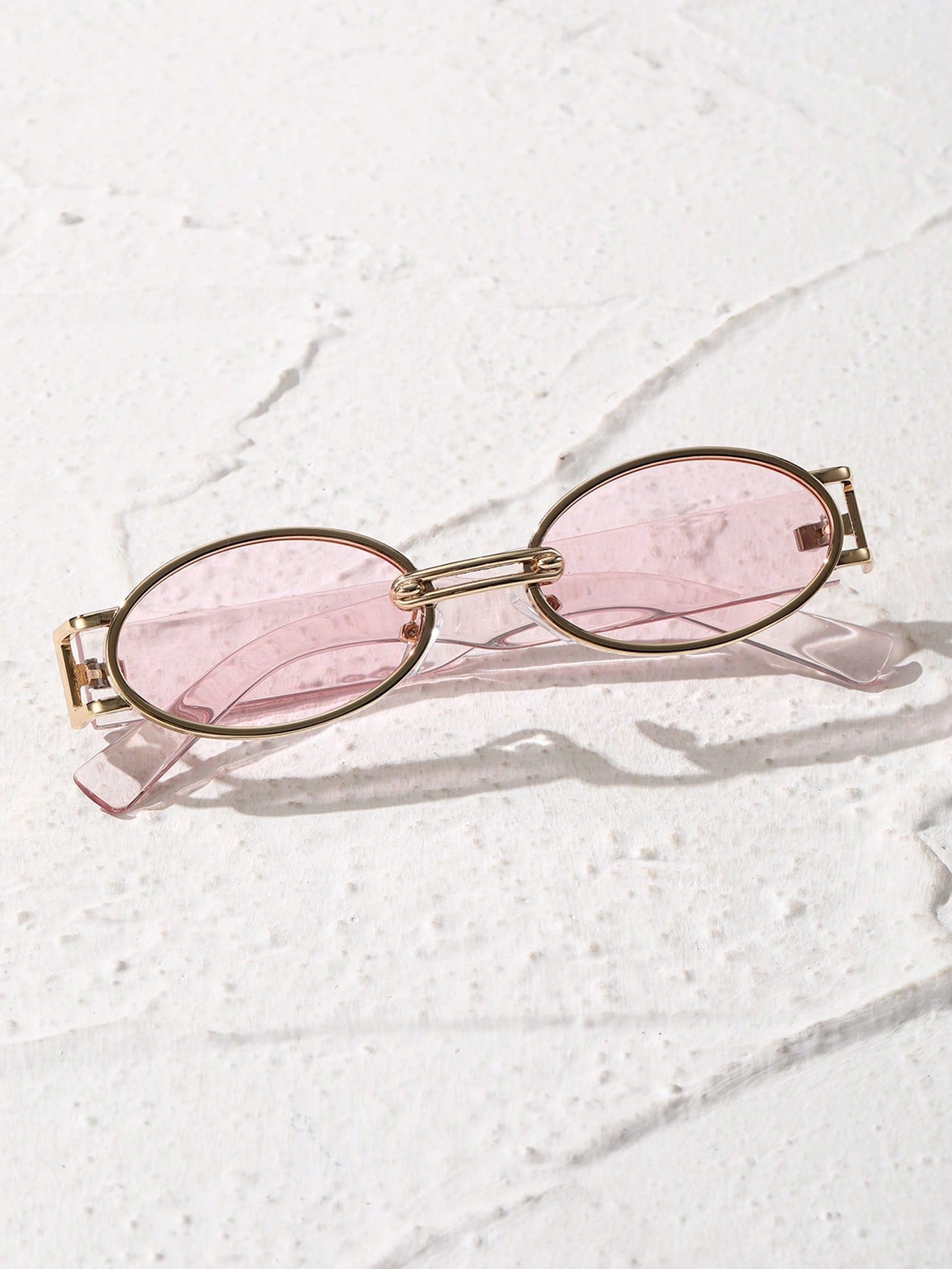 Cute Oval Pink Tinted Lens Y2K Fashion Glasses