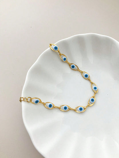 Vintage Navy Blue Eye Stainless Steel Tennis Bracelet