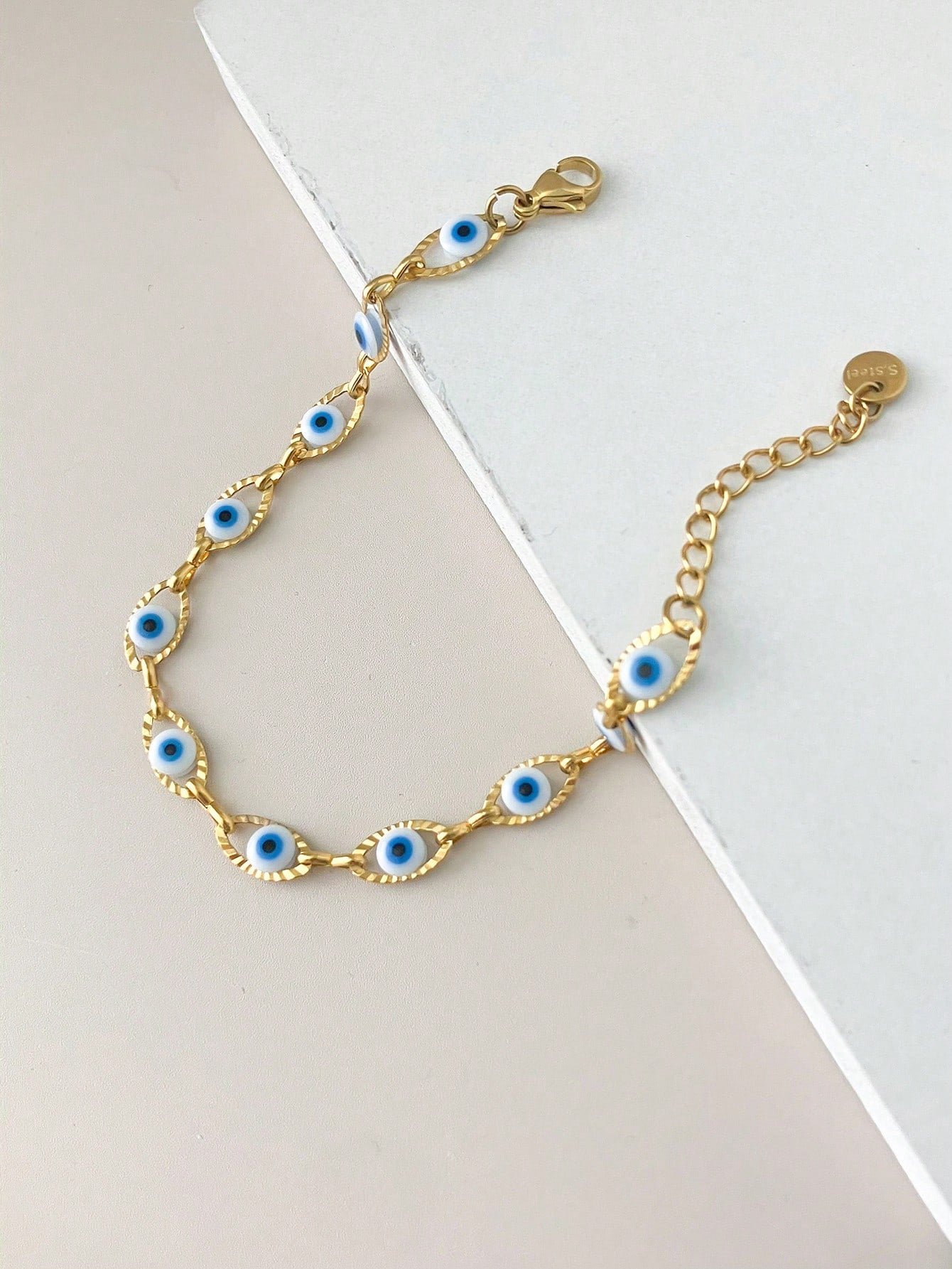 Vintage Navy Blue Eye Stainless Steel Tennis Bracelet