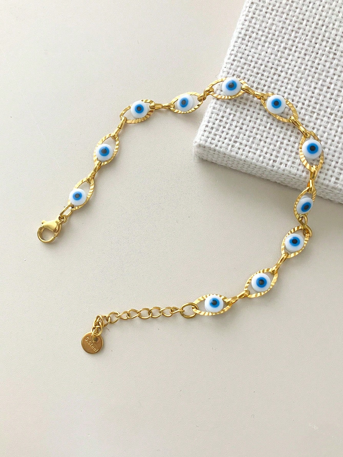 Vintage Navy Blue Eye Stainless Steel Tennis Bracelet