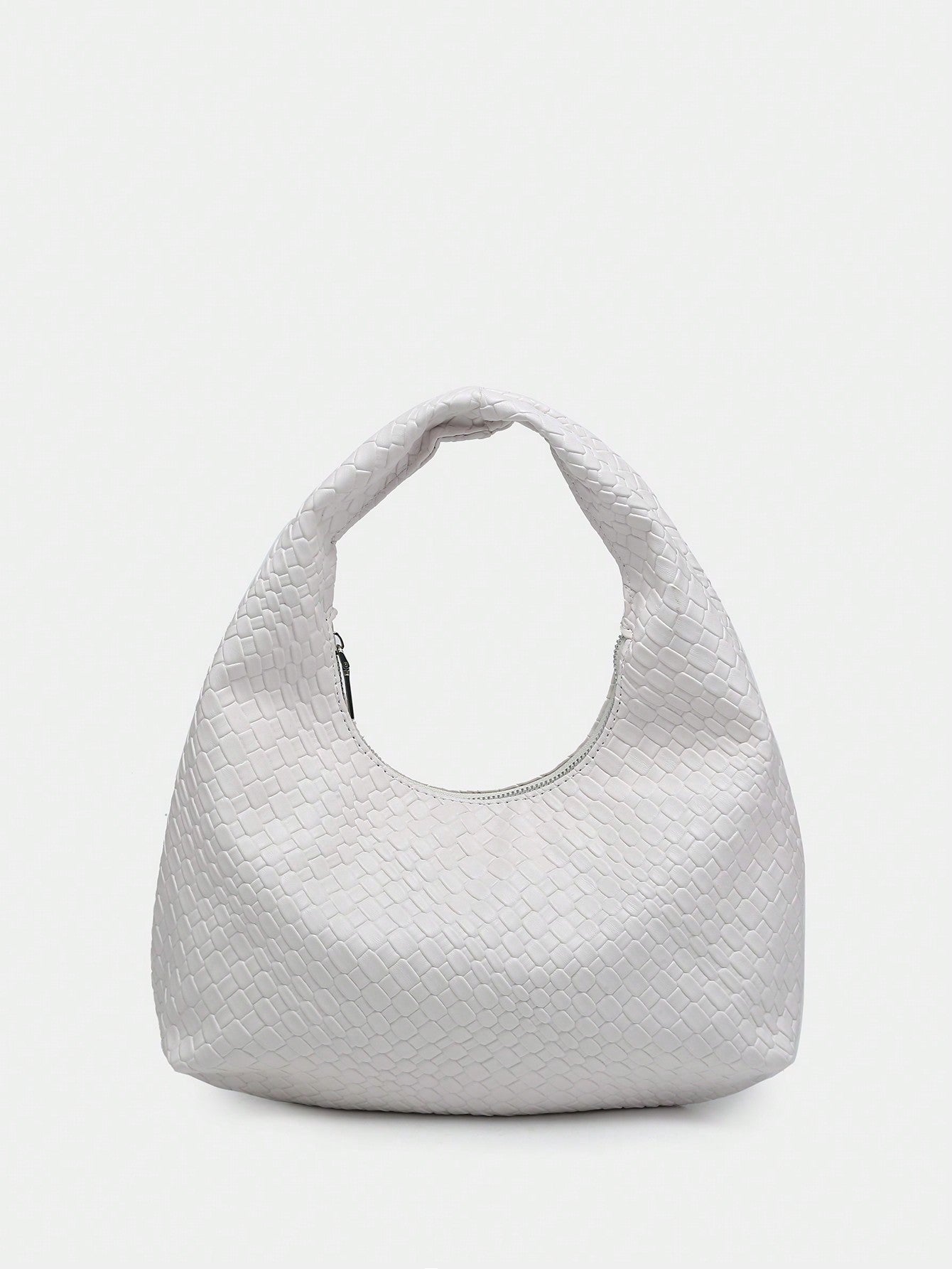 Vintage Crochet Knit Faux Leather Shell Underarm Bag