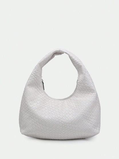 Vintage Crochet Knit Faux Leather Shell Underarm Bag