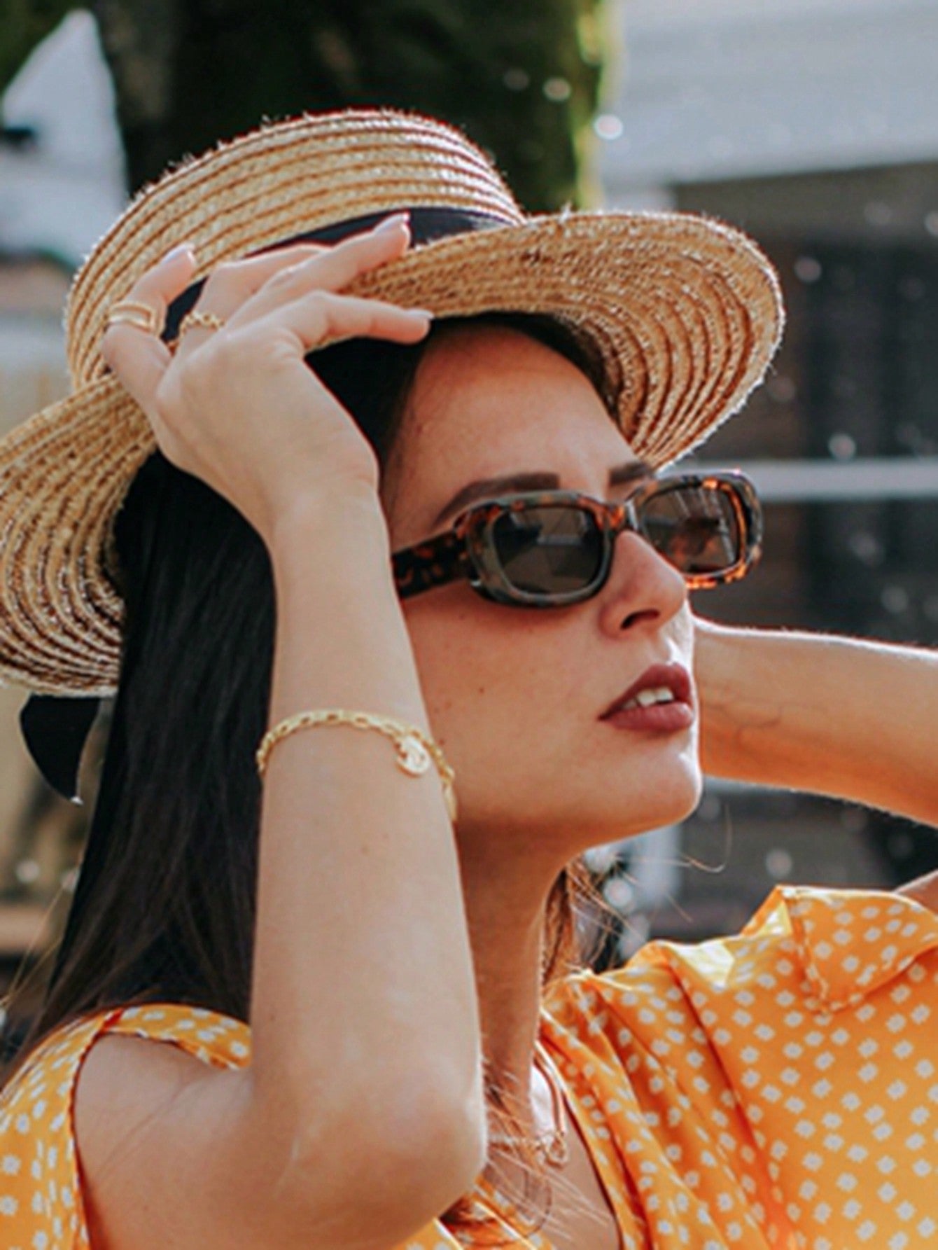 Unisex Tortoiseshell Y2K Rimless Square Sunglasses
