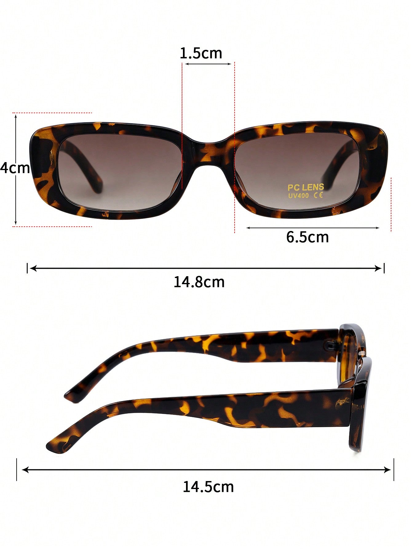 Unisex Tortoiseshell Y2K Rimless Square Sunglasses