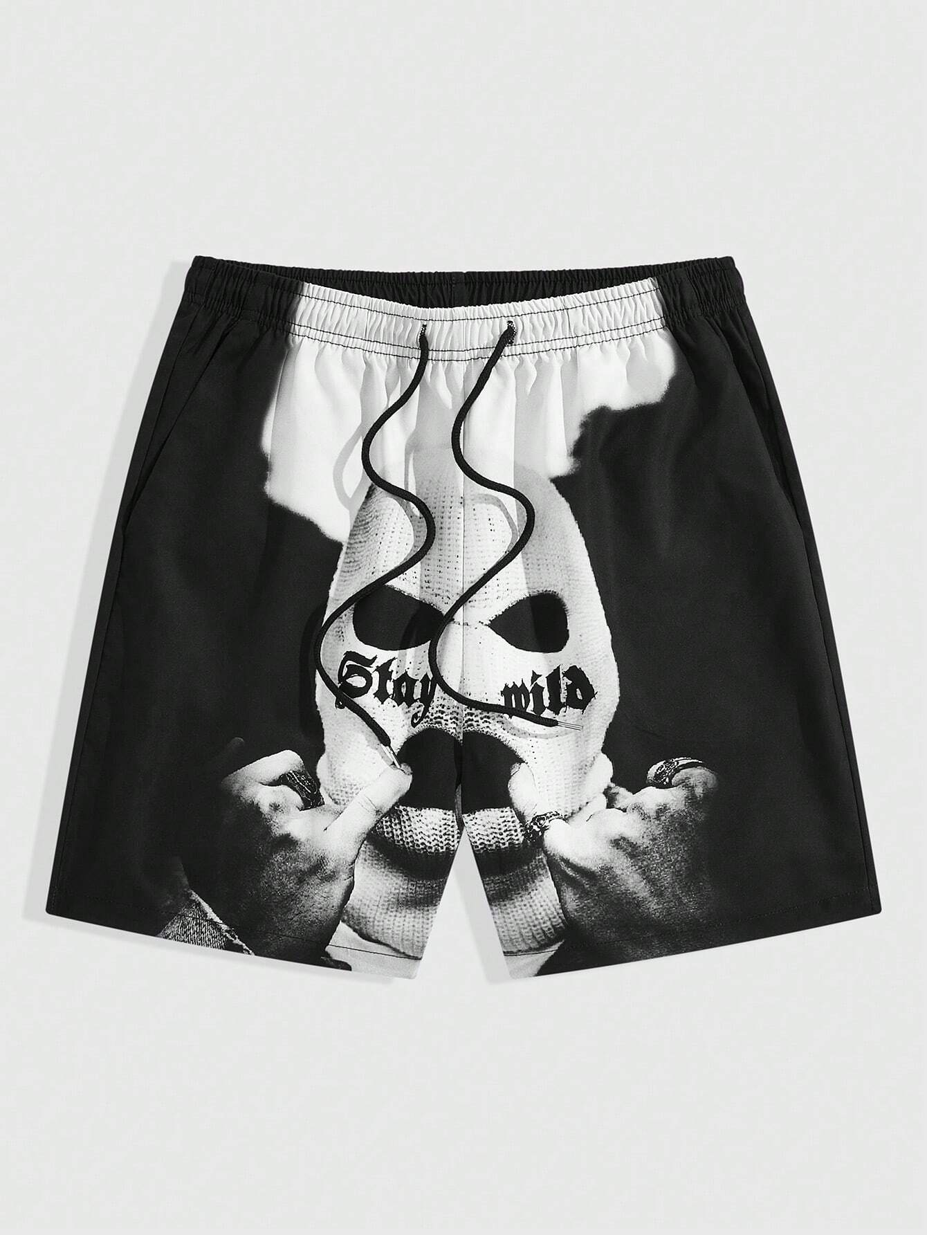 Men's Abstract Graphic Colorblock Drawstring Shorts