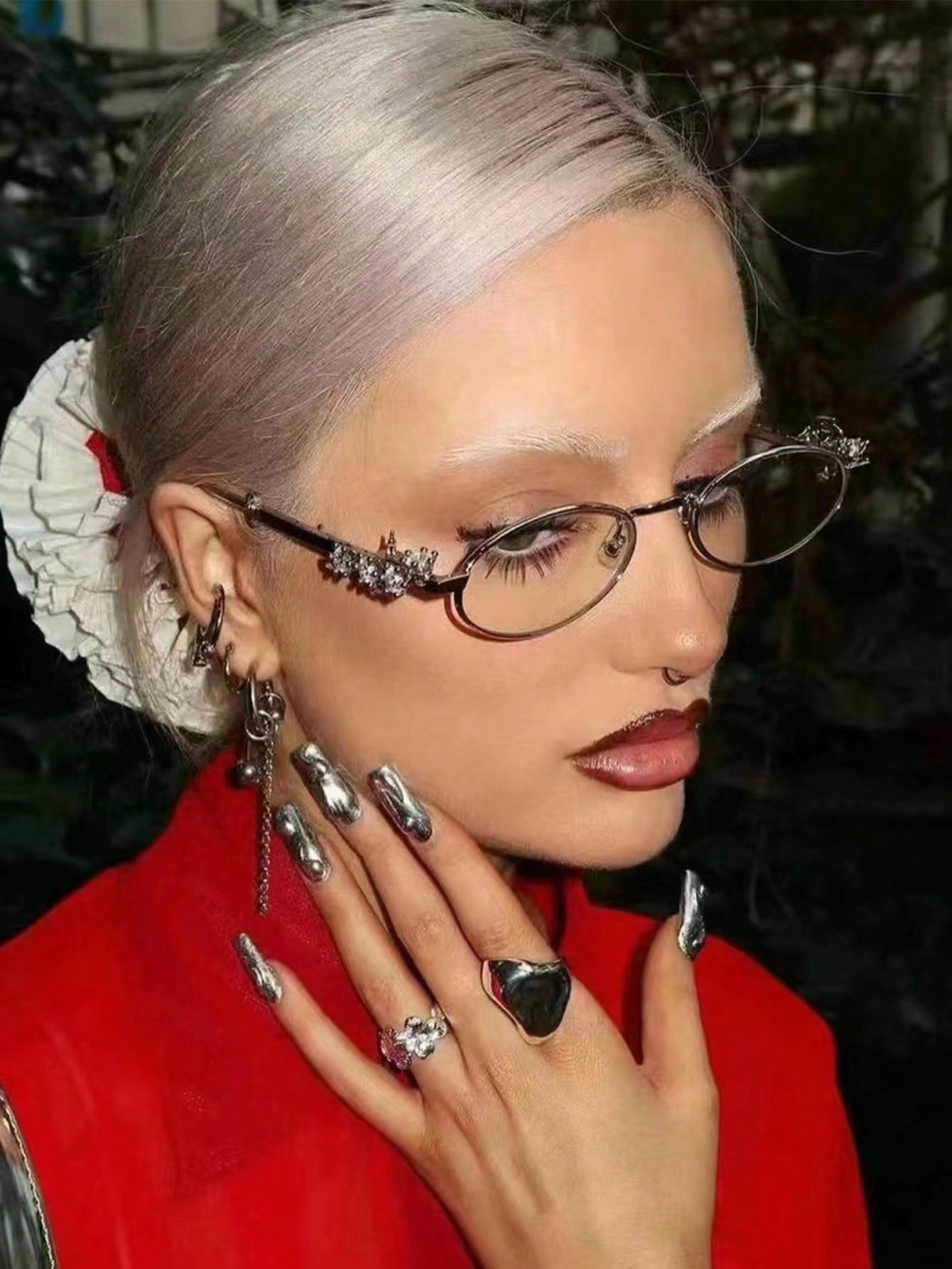 Oval Rhinestone Anti-Blue Light Reading Glasses