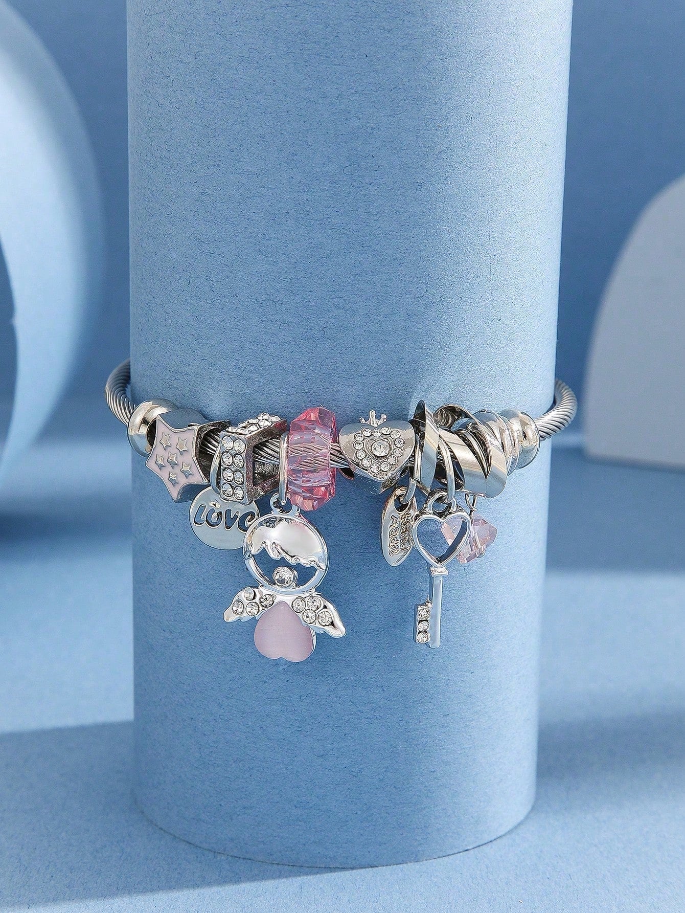 Pink Angel Beaded Tassel Bracelet for Women