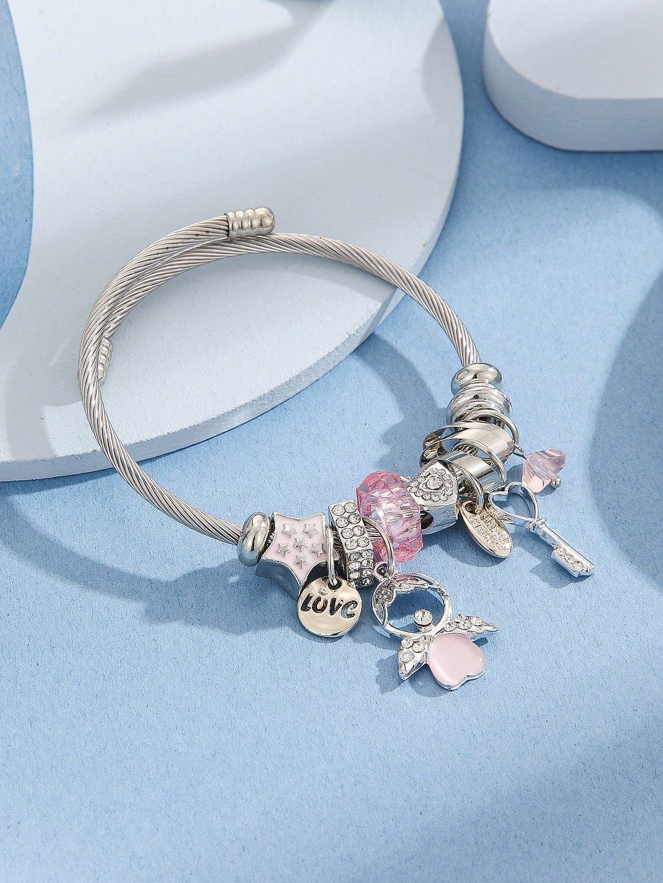 Pink Angel Beaded Tassel Bracelet for Women