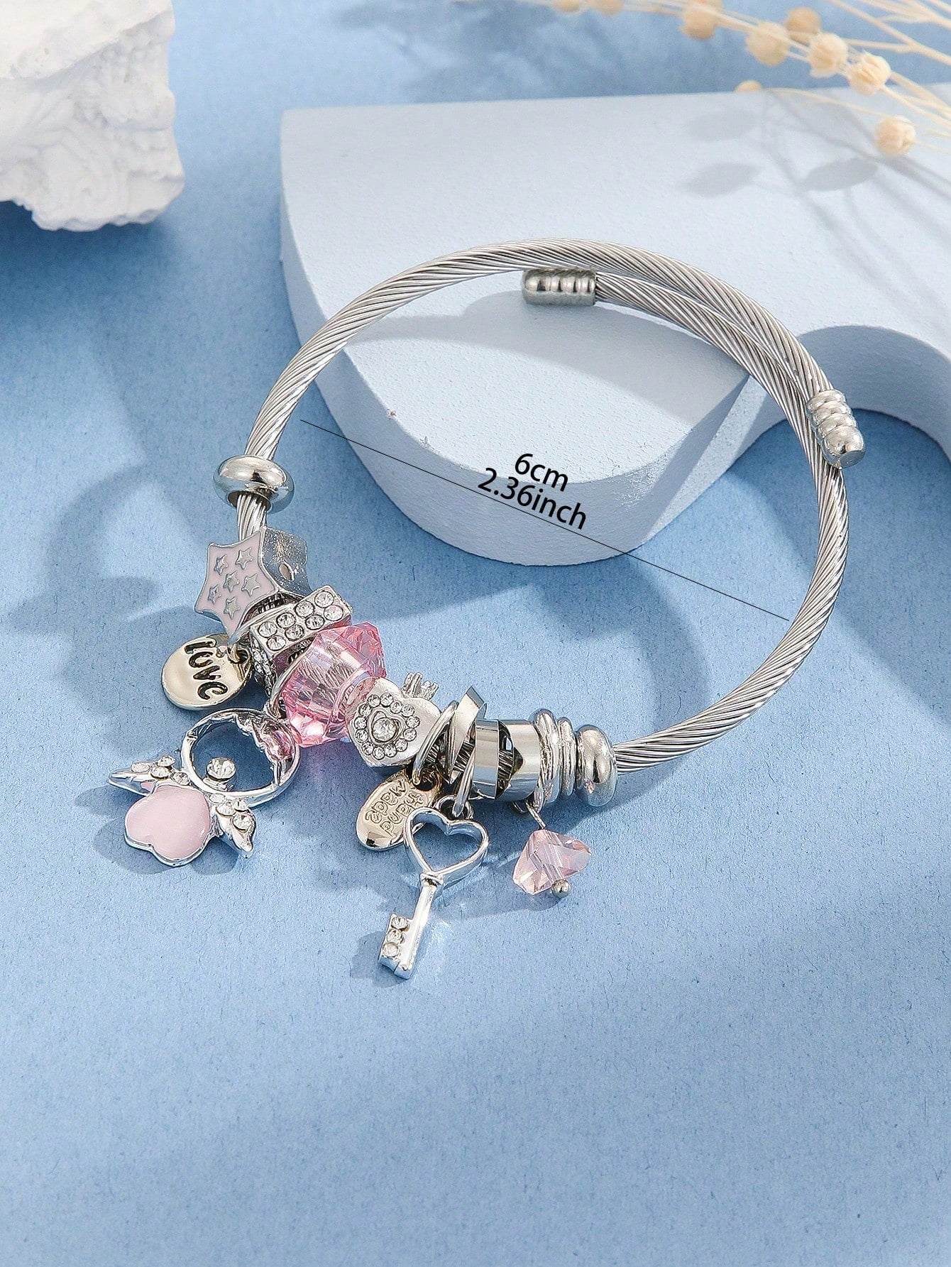 Pink Angel Beaded Tassel Bracelet for Women