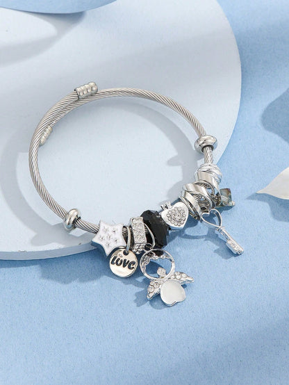 Pink Angel Beaded Tassel Bracelet for Women