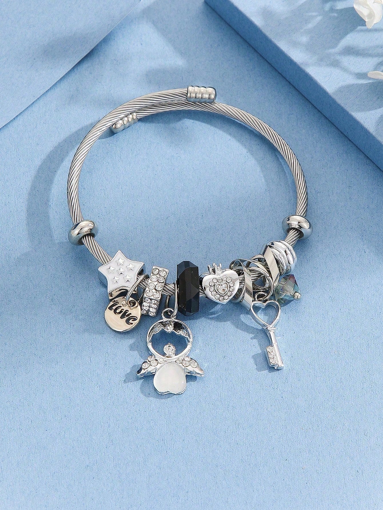 Pink Angel Beaded Tassel Bracelet for Women