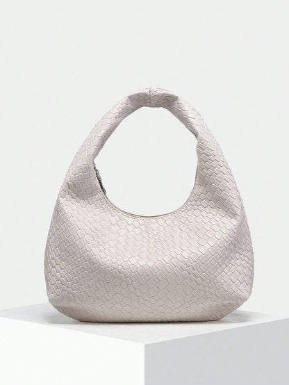 Vintage Crochet Knit Faux Leather Shell Underarm Bag