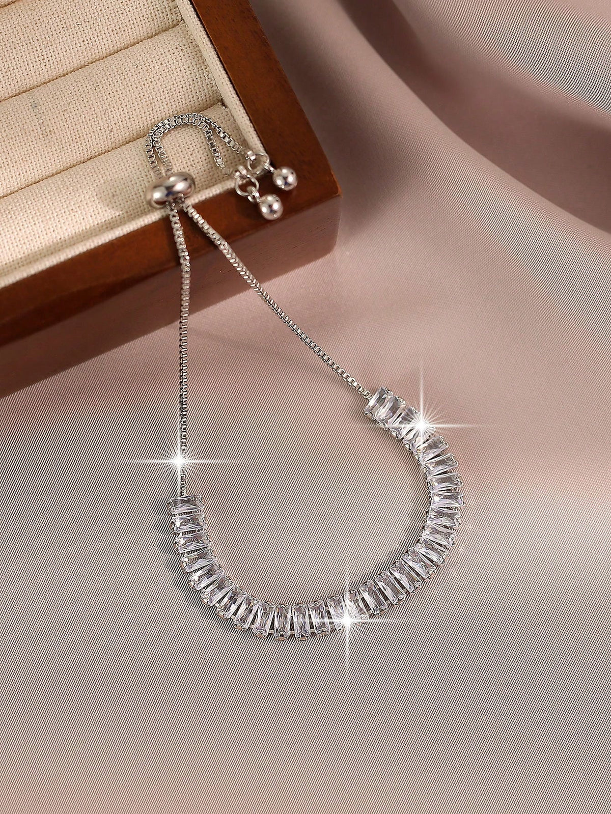 2pcs Adjustable Round Zirconia Tennis Bracelets for Women