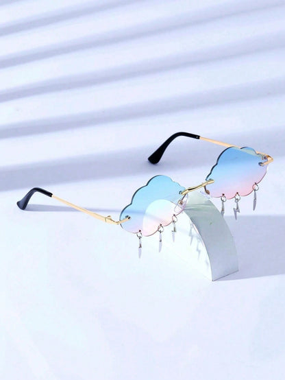 Cloud Lightning Frameless Y2K Fashion Glasses with Strap