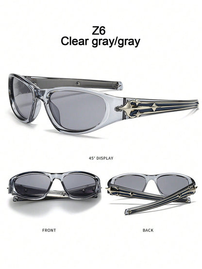 Men's Y2K Wrap Around Black Star Sport Fashion Glasses