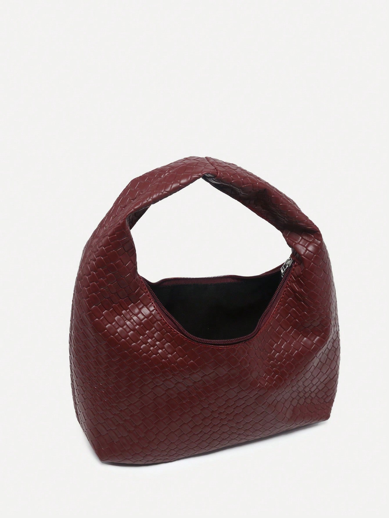 Vintage Crochet Knit Faux Leather Shell Underarm Bag