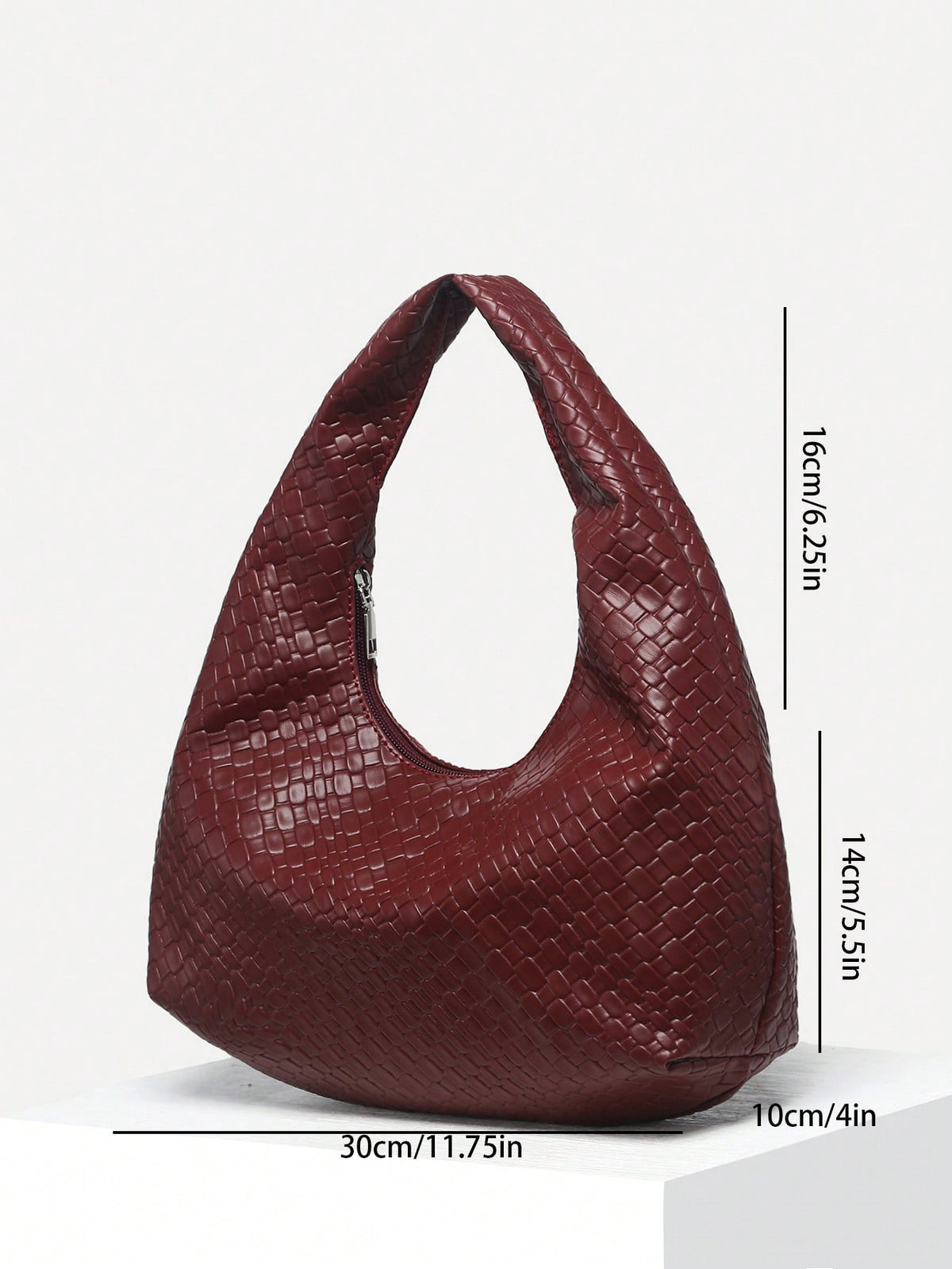 Vintage Crochet Knit Faux Leather Shell Underarm Bag