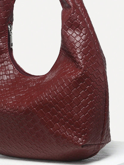 Vintage Crochet Knit Faux Leather Shell Underarm Bag