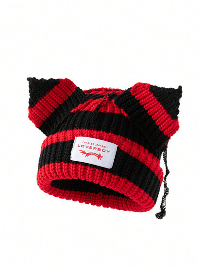 DareSee Women's Car Embroidered Ear Flap Knitted Hat