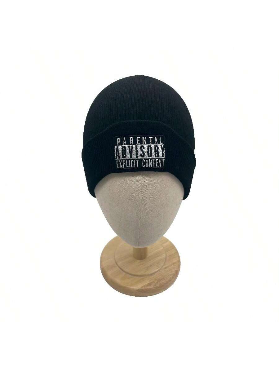 Unisex Embroidered Letter Knitted Warm Beanie Hat