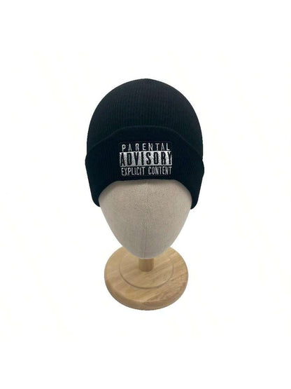 Unisex Embroidered Letter Knitted Warm Beanie Hat