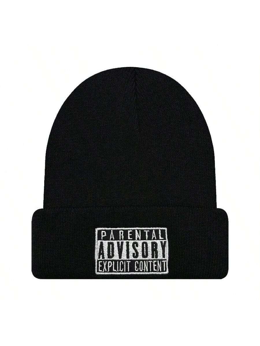 Unisex Embroidered Letter Knitted Warm Beanie Hat
