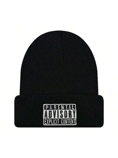 Unisex Embroidered Letter Knitted Warm Beanie Hat