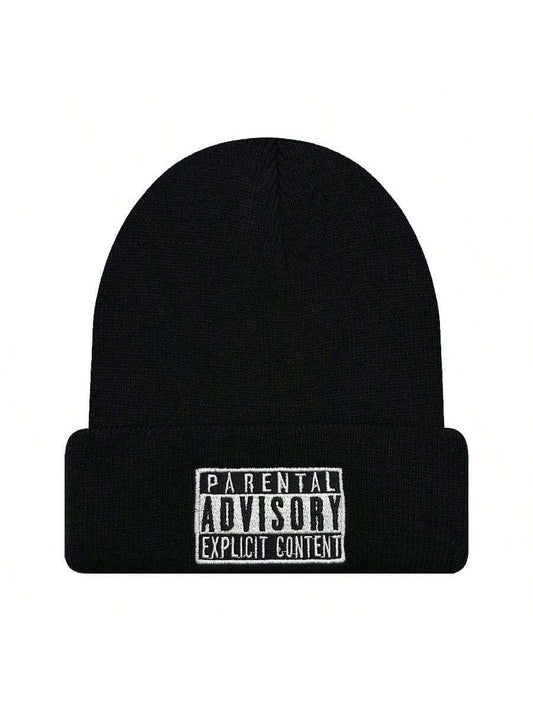 Unisex Embroidered Letter Knitted Warm Beanie Hat